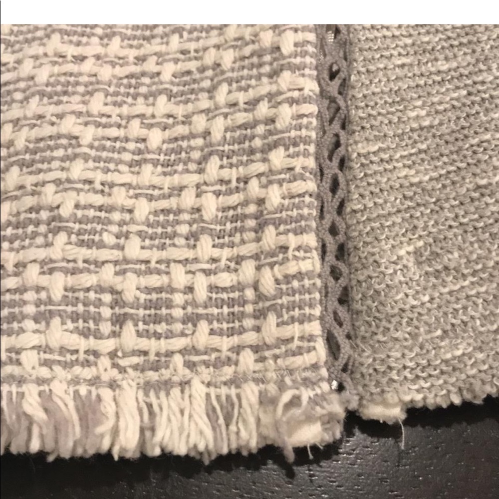 Gray Collarless Stretch Tweed Jacket - image 3